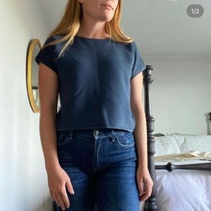 Babaton Navy silk and cashmere sweater